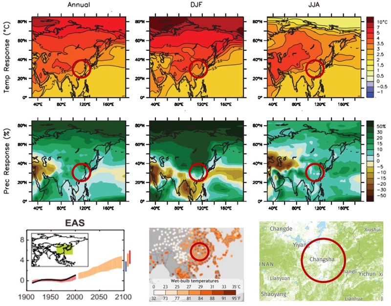 Changsha climate projections temp effects