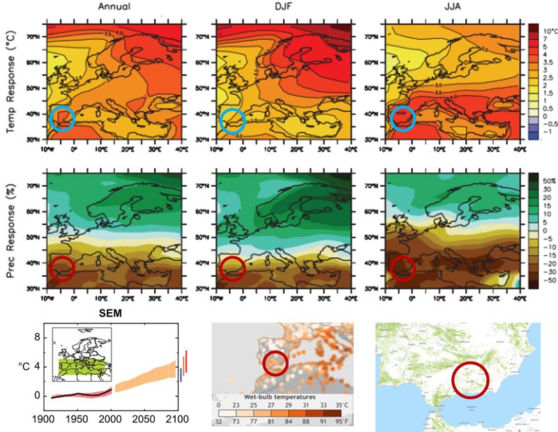 Granada climate projections temp effects