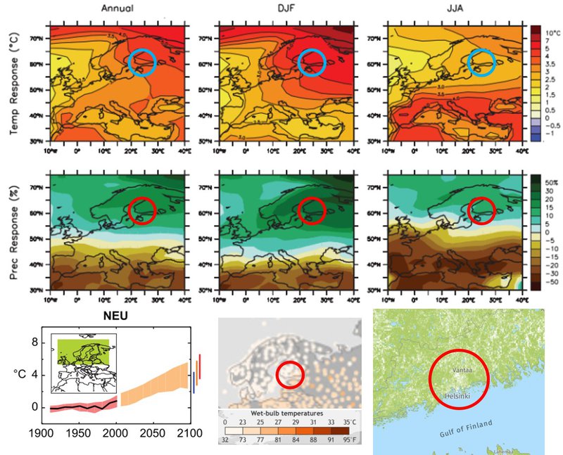 Helsinki climate projections temp effects