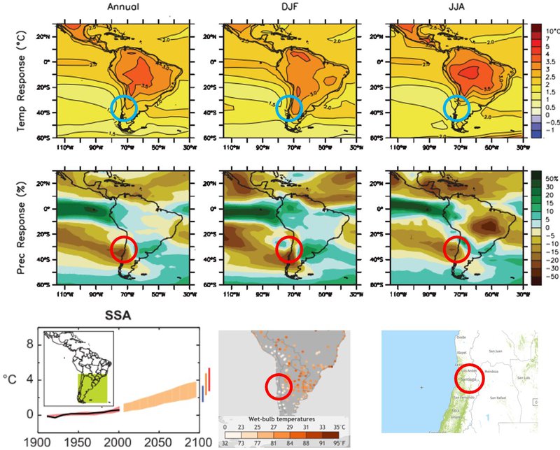 Santiago climate projections temp effects